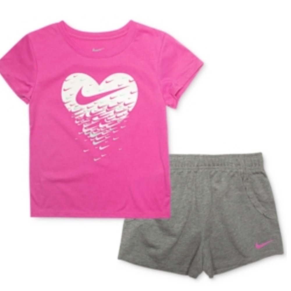 Nike Toddler Girls Pink & Gray French Terry Shorts Set
